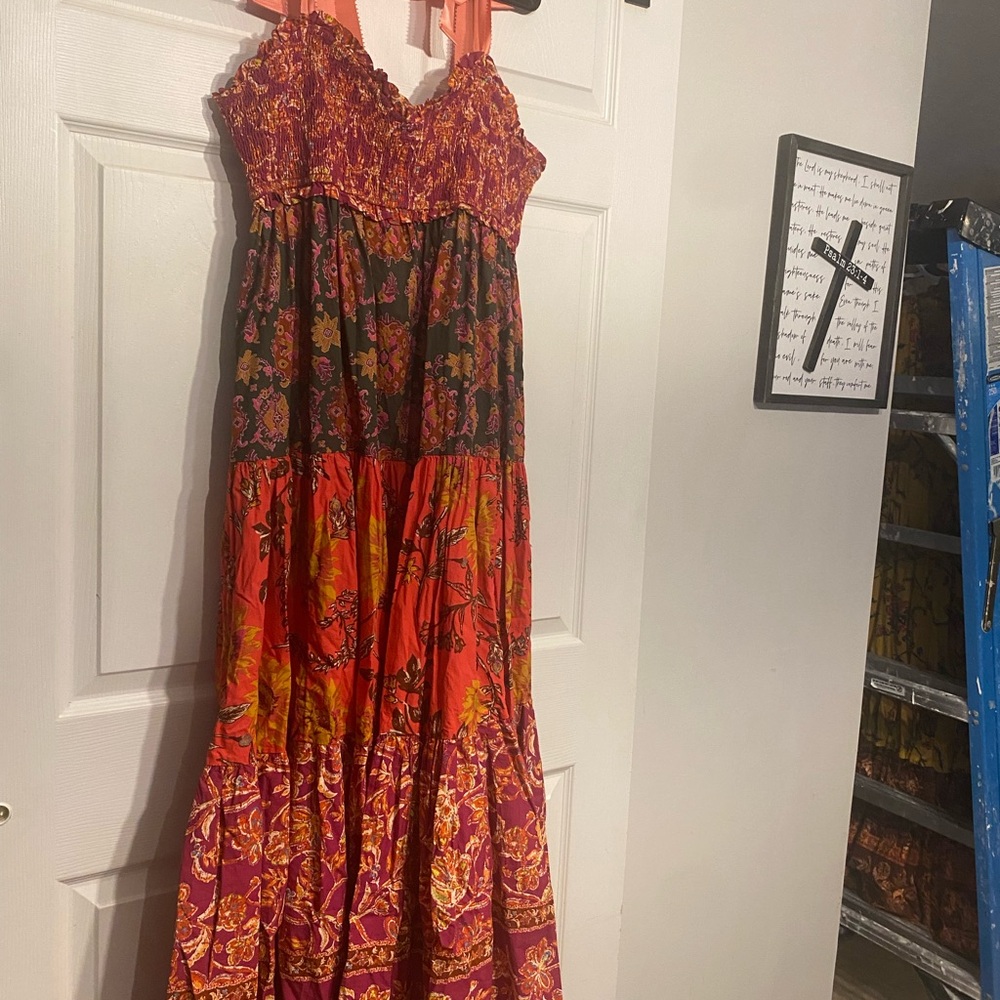 NWT Free People Pink Bluebell Red/pink Maxi Dress - Picture 6 of 7